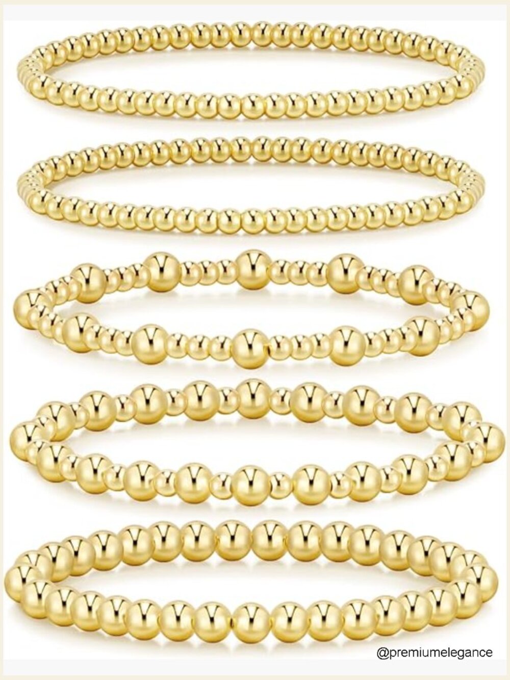 Gold Beaded Stretch Bracelets for Women: 5PCS Stackable Set